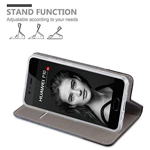 Custodia Compatibile Con Huawei P10 Plus In Blu Scuro Nero - Coperchio Protettiva Con Chiusura Magnetica, Funzione Stand E Tasca Per Le Carte - Foto 2