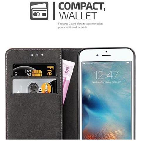 Custodia Compatibile Con Apple Iphone 6 / Iphone 6s In Oro Rosato Nero - Coperchio Protettiva Con Chiusura Magnetica, Funzione Stand E Tasca Per Le Carte - Foto 10