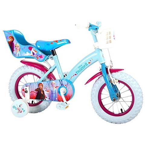 Disney Bici Bicicletta Bambina Frozen Ii 12 Pollici Ruotine Cestino E Portabambole Celeste 85% Assemblata - Foto 1