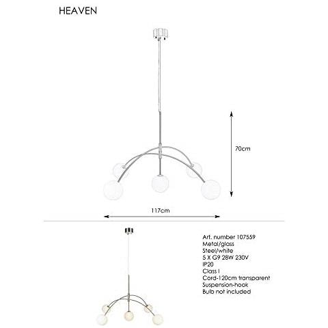 Heaven Lampada A Sospensione Supporto Flessibile Bianco G9 28 W Alogena - Foto 2
