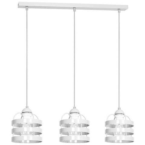 Lampada A Sospensione Lars White - Lampadario - Da Soffitto - Bianco In Metallo, 70 X 15 X 70 Cm, 3 X E27, 60w - Foto 1