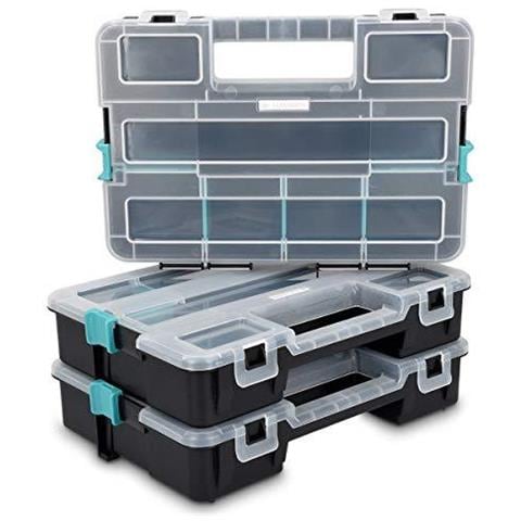 Plastica Stoccaggio - La Cassa Dellorganizzatore Impilabile Con Regolabile E Rimovibile Divisori Scomparto Per Gli Utensili Piccoli Oggetti Gioielli - 3 Scatole - Foto 1
