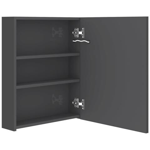 Armadietto Bagno con Specchio e LED Grigio Lucido 50x14x60 cm - Foto 2