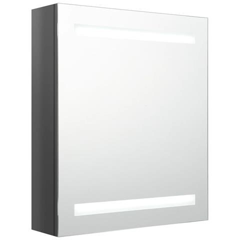 Armadietto Bagno con Specchio e LED Grigio Lucido 50x14x60 cm - Foto 1