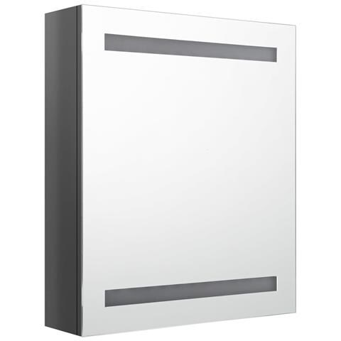 Armadietto Bagno con Specchio e LED Grigio Lucido 50x14x60 cm - Foto 8