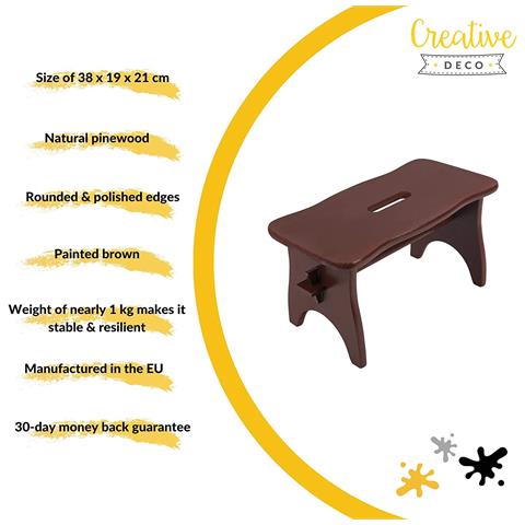 Piccolo Sgabello Marronne Cucina Bambini In Legno | 38 X 19 X 21 Cm | Poggiapiedi Grezzo Multifunzionale | Perfetto Per Tutte Le Nostre Scatole O Come Espositore Supporto Piante - Foto 5