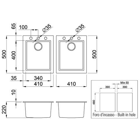 Lav. Quadra Metal 38x44 Allum. Sottotop - Foto 2