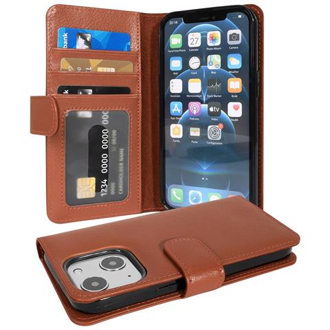 Custodia Compatibile Con Apple Iphone 13 Mini In Marrone Cioccolata - Coperchio Protettivo Con Chiusura Magnetica E 3 Slot Per Carte - Foto 1