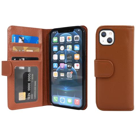 Custodia Compatibile Con Apple Iphone 13 Mini In Marrone Cioccolata - Coperchio Protettivo Con Chiusura Magnetica E 3 Slot Per Carte - Foto 8