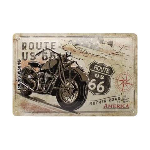 Route 66 Bike Map Tin Sign 20x30 Cm - Foto 1