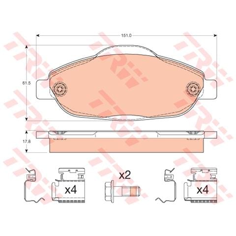 Pattini Freno Peugeot 308 (4a, 4c) 1.6 16v Gdb1761 - Foto 1