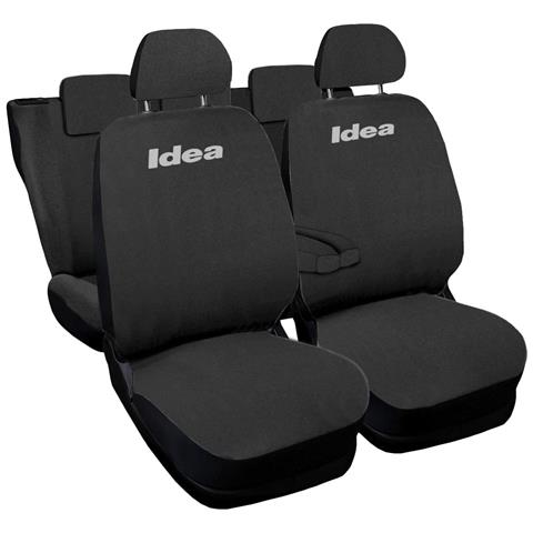 Coprisedili Auto Compatibili Per Ibiza, Made In Italy, Set Di Copri Sedili Anteriori E Posteriori Con Copri Poggiatesta Incluso, Tessuto Poliestere, Colore - Nero \blu Scuro - Foto 1