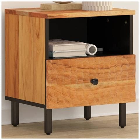 Comodino 40x33x46 Cm In Legno Massello Di Acacia - Foto 1