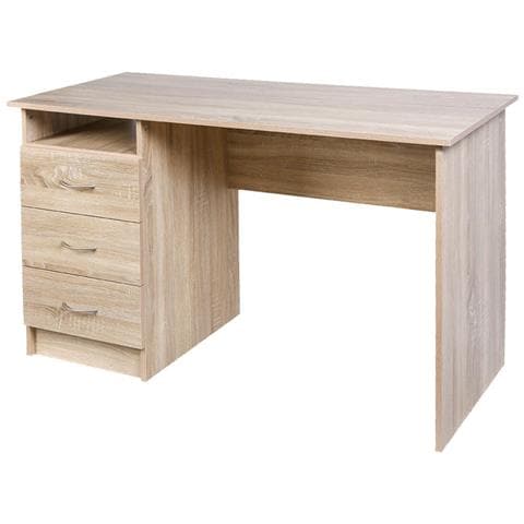 Scrivania Con Cassettiera 3 Cassetti Tavolo Porta Pc Computer Legno Quercia - Foto 2