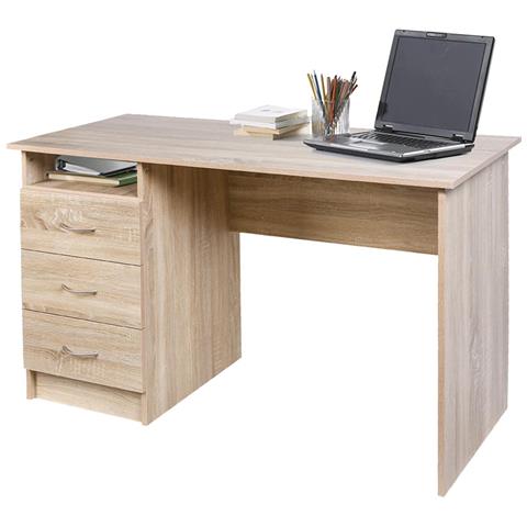 Scrivania Con Cassettiera 3 Cassetti Tavolo Porta Pc Computer Legno Quercia - Foto 1