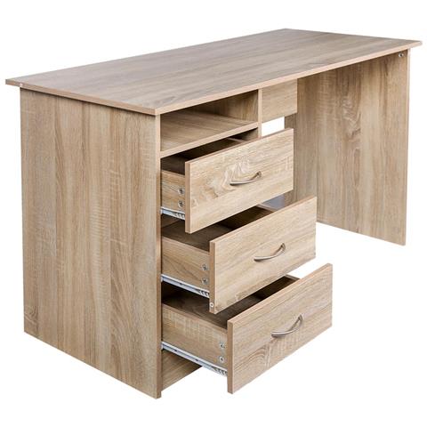Scrivania Con Cassettiera 3 Cassetti Tavolo Porta Pc Computer Legno Quercia - Foto 5