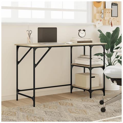 Scrivania Rovere Sonoma 120x50x75cm Metallo E Legno Multistrato - Foto 3