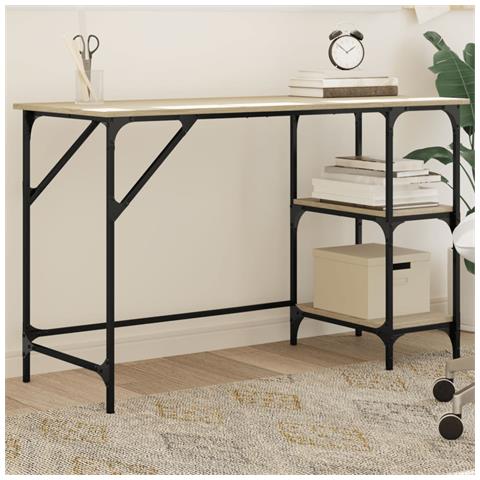 Scrivania Rovere Sonoma 120x50x75cm Metallo E Legno Multistrato - Foto 1