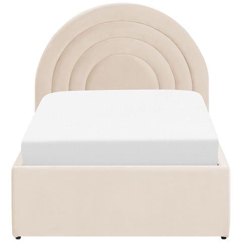 Letto Singolo Con Contenitore Velluto Beige 90 X 200 Cm Anet - Foto 2