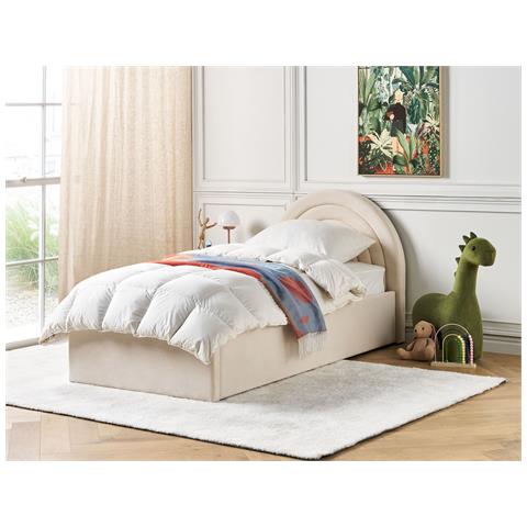 Letto Singolo Con Contenitore Velluto Beige 90 X 200 Cm Anet - Foto 1