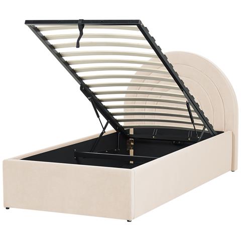 Letto Singolo Con Contenitore Velluto Beige 90 X 200 Cm Anet - Foto 8