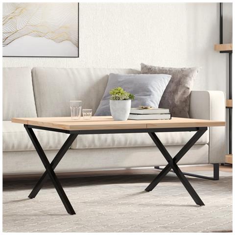 Tavolino Salotto Telaio A X 90x90x45,5cm Massello Pino E Ghisa - Foto 1
