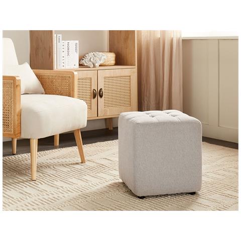 Pouf Kansas Tessuto Grigio Chiaro - Foto 1