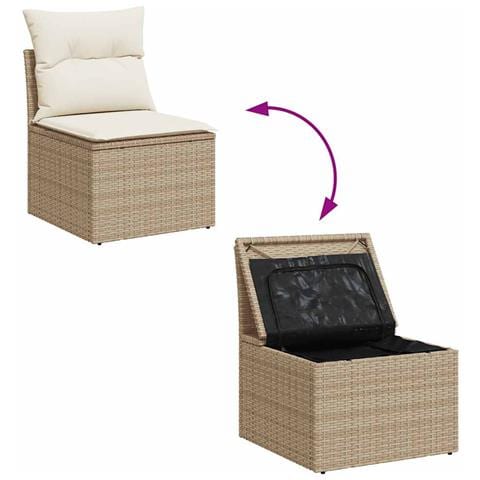 Set Divano Da Giardino 9 Pz Con Cuscini Beige In Polyrattan - Foto 10