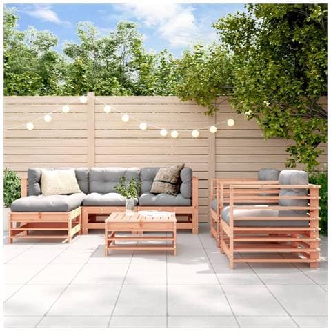 Set Salotto Da Giardino 7 Pz In Legno Massello Di Douglas - Foto 1