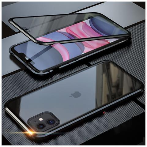 Custodia Magnetica Per Iphone, Cover In Vetro Temperato Bifacciale Black Iphone 16 - Foto 2