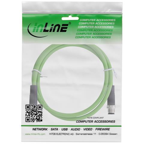 Cavo di rete industriale, M12 4-pin D-coded maschio /maschio, PUR 5m - Foto 3