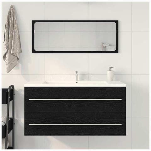 Mobile Lavabo Bagno Nero 100x38,5x48cm Legno Multistrato - Foto 2