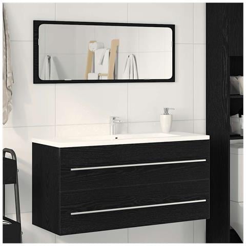 Mobile Lavabo Bagno Nero 100x38,5x48cm Legno Multistrato - Foto 1