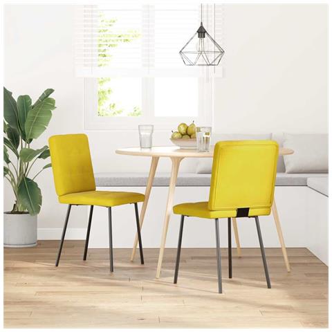 Sedie Da Pranzo 2 Pz Gialle In Velluto - Foto 2