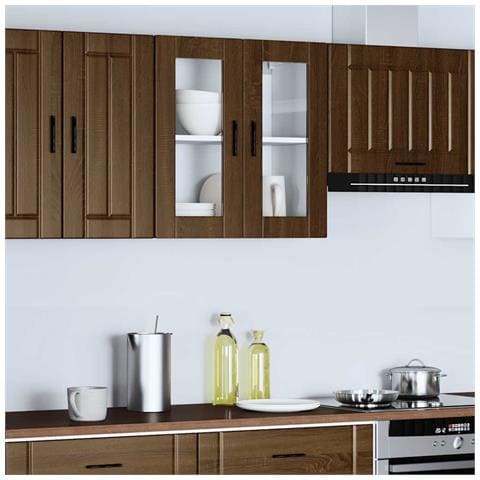 Pensile Da Cucina Con Porta In Vetro Porto Rovere Marrone - Foto 3