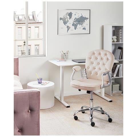 Sedia Da Scrivania Princess Velluto Beige - Foto 1
