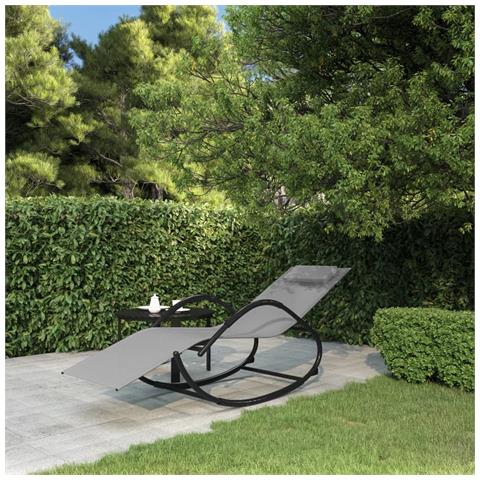 Lusso Casadino -  Lettino Prendisole A Dondolo In Acciaio E Textilene Grigio - Foto 6