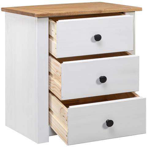 Lusso Casadino -  Comodino Bianco 46x40x57 Cm In Legno Di Pino Panama Range - Foto 1