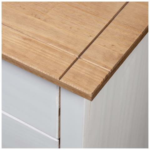 Lusso Casadino -  Comodino Bianco 46x40x57 Cm In Legno Di Pino Panama Range - Foto 8