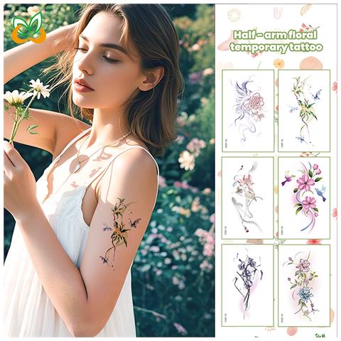 Tatuaggi Temporanei Assortiti - Disegni Floreali (10 Fogli) - Foto 2