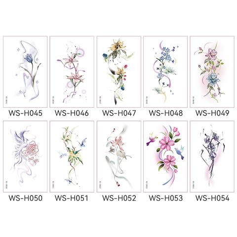 Tatuaggi Temporanei Assortiti - Disegni Floreali (10 Fogli) - Foto 1