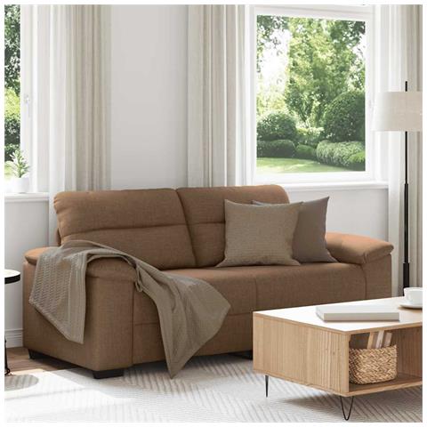 Divano a 2 Posti Marrone 140 cm in Tessuto - Foto 2