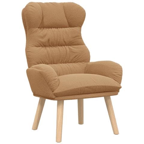 Poltrona Rilassante Beige in Tessuto Simile alla Lana Riccia - Foto 1