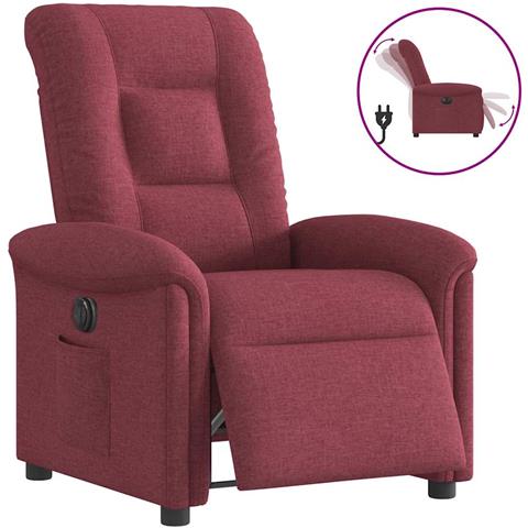 Poltrona Elettrica Reclinabile Rosso Vino in Tessuto - Foto 1