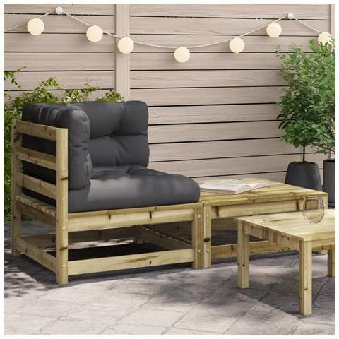 Divano Angolare da Giardino con Cuscini e Poggiapiedi - Foto 2