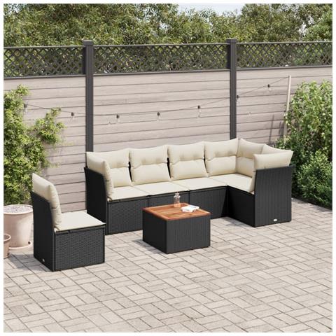 Set Divani da Giardino con Cuscini 7pz Nero Polyrattan - Foto 2
