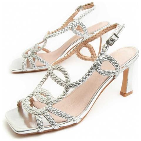 Sandalo Con Tacco Sandal21 Argento Argento Materiale Sintetico - Foto 1