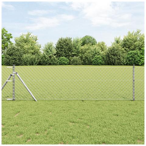 Recinzione a Maglie Metalliche con 13 Post 0.6x25 m Acciaio Zincato - Foto 2