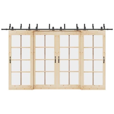 Kit di Binari per Porte Scorrevoli 400 cm Acciaio Nero - Foto 2