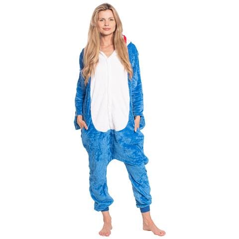 Pigiama Da Donna Tuta Kigurumi Onesie Costume Squalo Blu 145-155 S - Foto 2